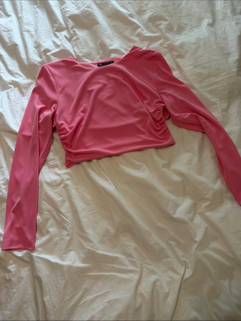 Zara Hot Pink Long-Sleeve Crop Top